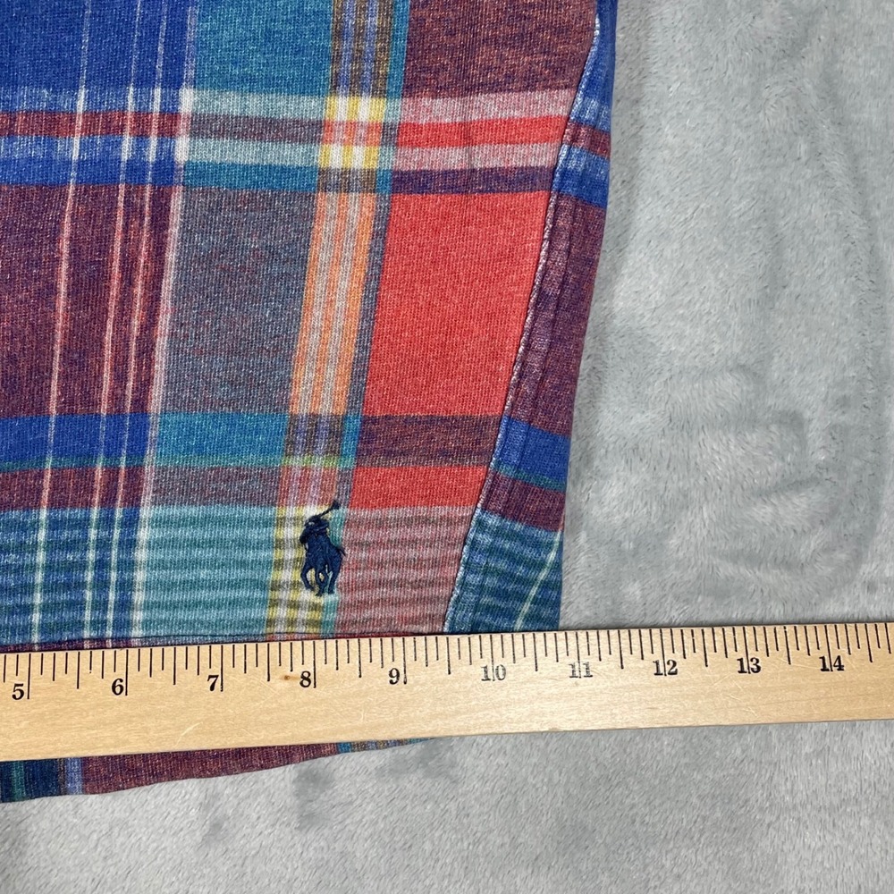 Polo Ralph Lauren Mens Small Plaid Fleece Shorts Multicolor Drawstring Pony Logo - Picture 7 of 11